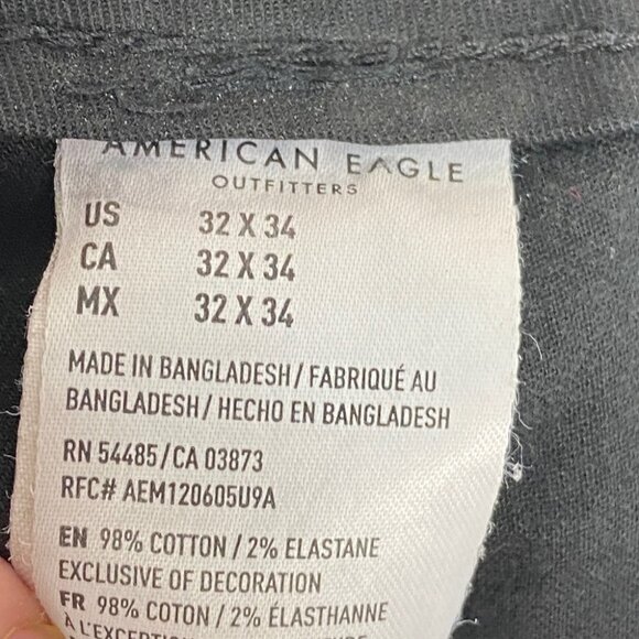 American Eagle 2020 Black Slim Jeans Size 32 x 34 Flex Zipper Fly Stretch Denim - Picture 8 of 13